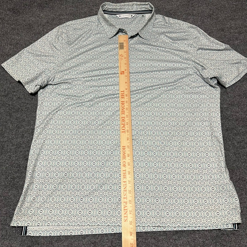 7 Diamonds Mens XL Polo Shirt Geometric Medallion Print Blue White Short Sleeve - Picture 5 of 6